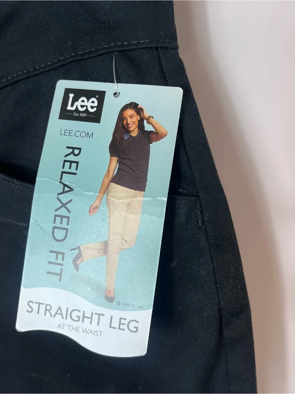 Lee Relaxed Fit Straight Leg Black Career Pants 12 Short Flexible Waistband NWT